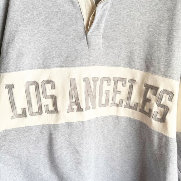 American Eagle AE Fleece Oversized Collared Los Angeles SPELLOUT Sweatshirt L - Picture 5 of 11